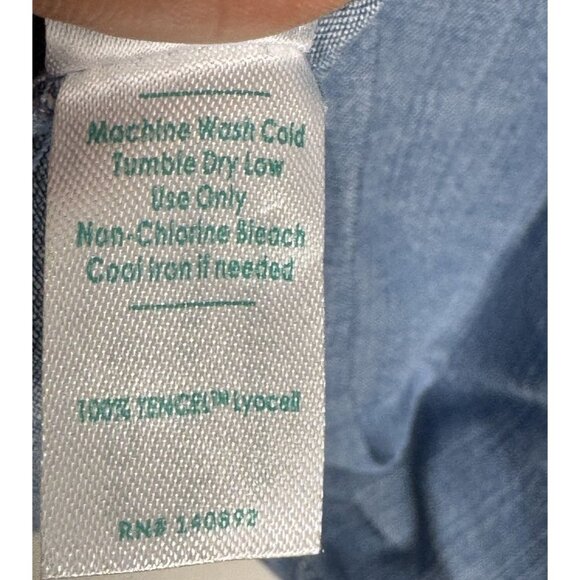 Marine Layer Chambray Button Down Shirt Women's Size small ruffled trim tencel - Picture 7 of 9